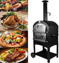 WXPXYBF four à pizza, 30 cm, 12 Pouces, Noir, Portable d'extérieur avec thermomètre, Barbecue en Fonte de ( ) sur roulettes
