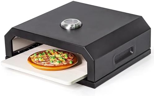Four four à pizza, Noir, à pizza portable en acier inoxydable avec thermomètre pour jardin, barbecue dans le jardin