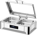 VFDZ Buffets chauffants, 56*40*20CM, 9 L, 400 W/220 V, Noir, Chafing Dish Buffet Electrique avec Touche Intelligente(1/2)