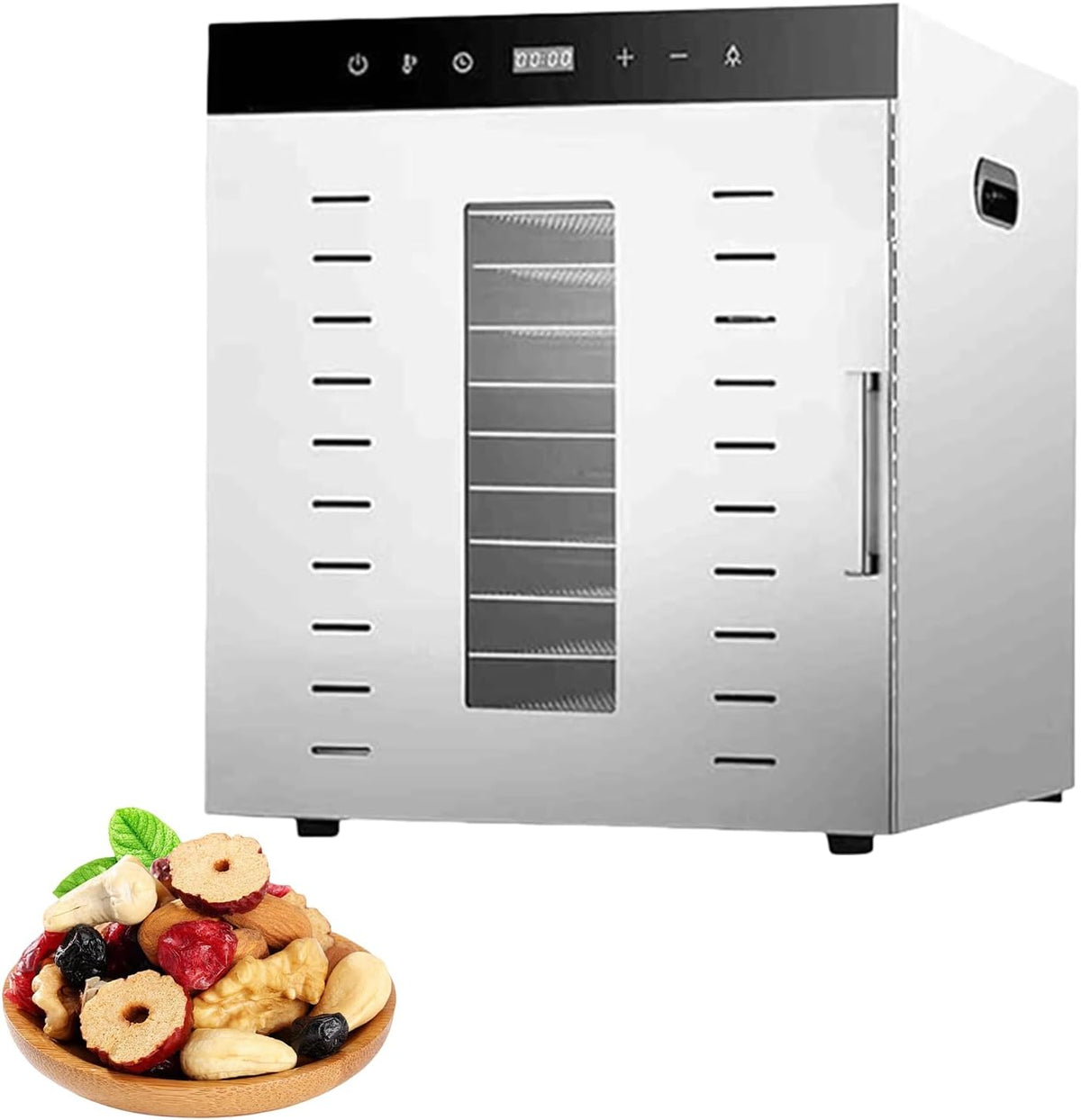 JKJZSALJ déshydrateur alimentaire, 1 000 W, 220 V/110 V, Acier inoxydable, Noir, Professionnel Avec Lumière Led