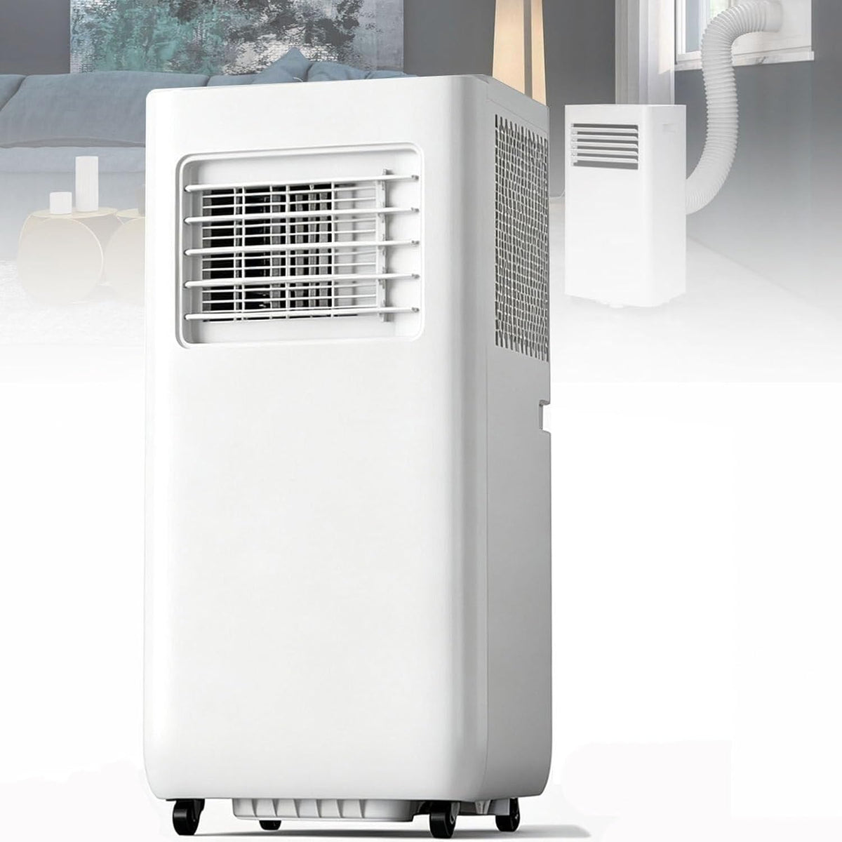 QINLIGAO climatiseur portable, 14000 BTU, Blanc, Climatiseur Mobile sans unité extérieure Puissant, Maison Chambre & ANI