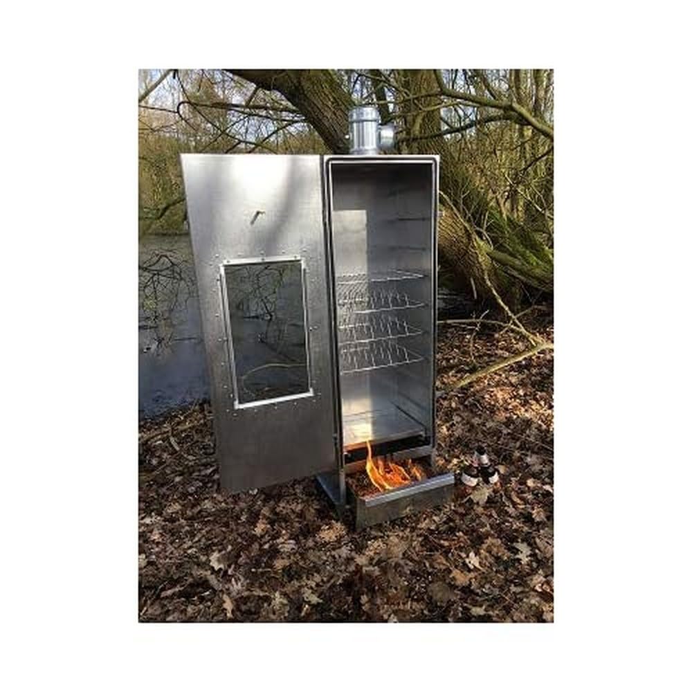 SMOKI Räuchertechnik fumoir, 120 x 39 x 33 cm, Argent, isotherme Smoki avec fenêtre en acier inoxydable Cr