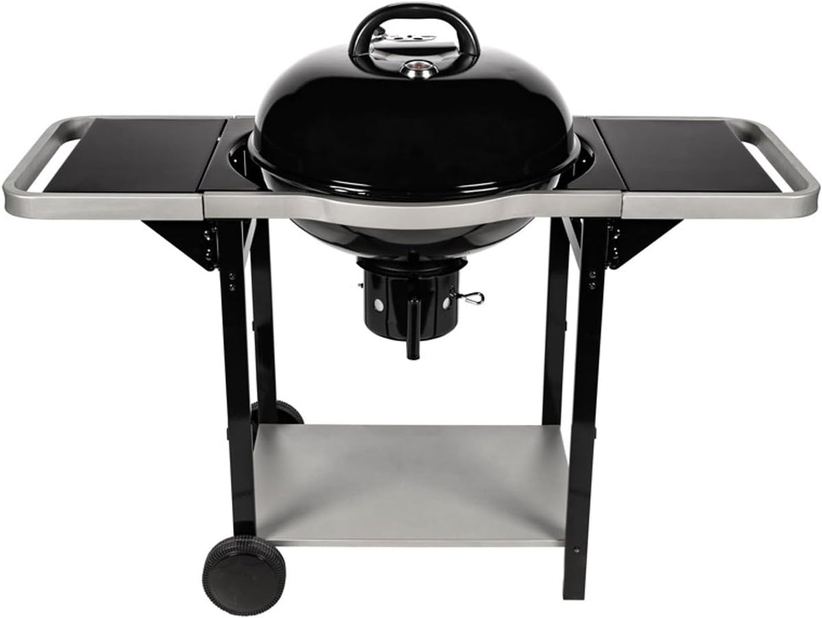 Somagic barbecue à charbon, Noir/Argent, Barbecue au charbon boule + chariot Woodcreek de chez