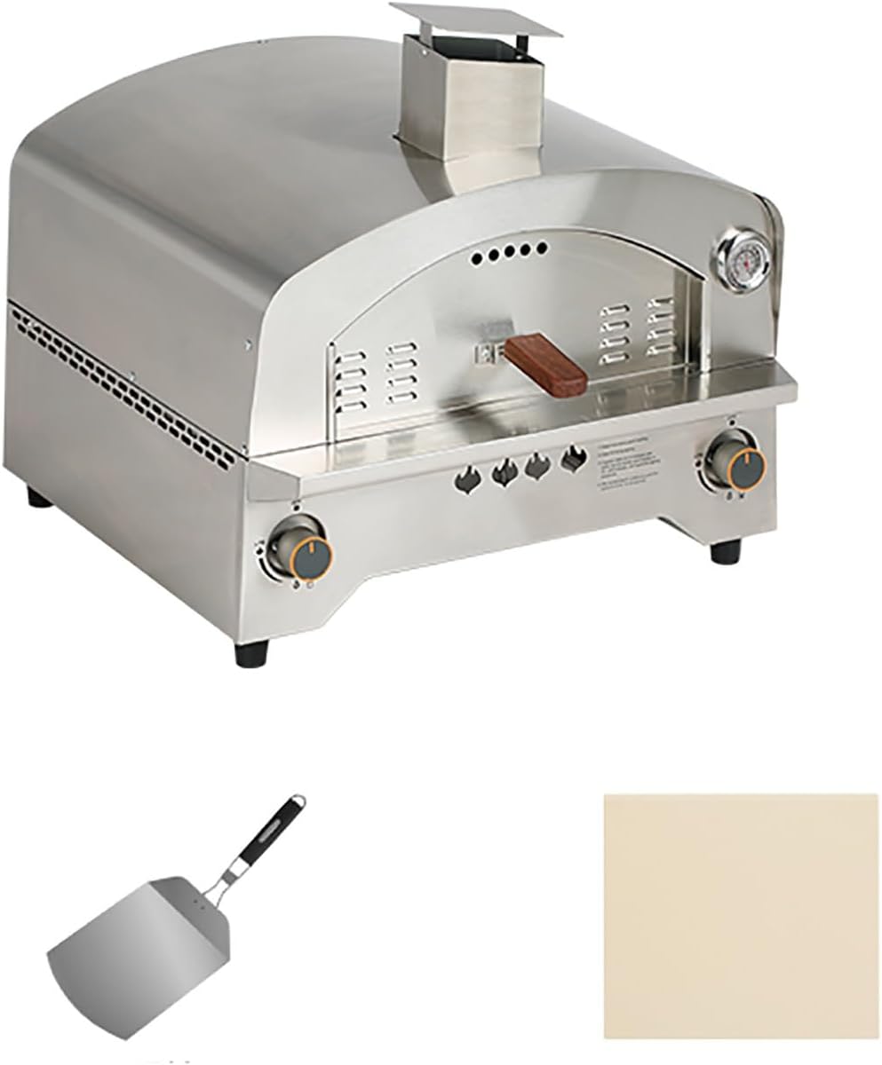 Four four à pizza, Argent, à pizza portable au propane avec pierre pour la cuisson en plein air, à gaz en acier inoxydable