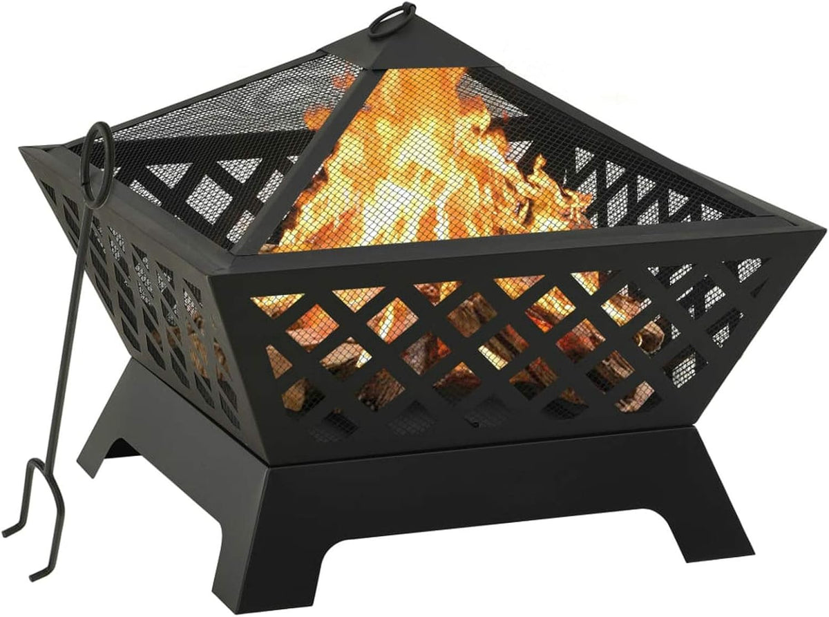 ShGaxin barbecue à charbon, 64 x 64 x 53 cm (L x l x H)., 64 cm, acier., noir., Brasero avec tisonnier en acier XXL