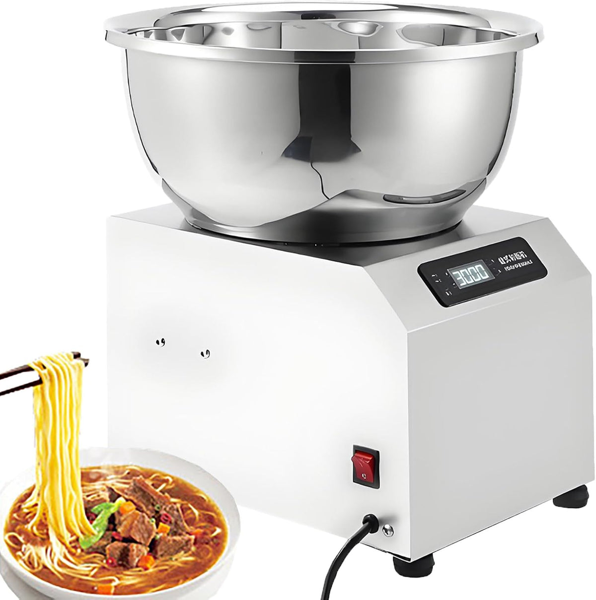 EpyGnom Batteurs sur socle, 550 W, 3 kg, Acier inoxydable, Argenté, Pétrin Électrique pour Pâte et Farine avec Écran LED et Couvercle Visible