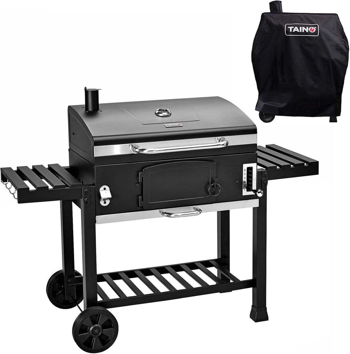TAINO barbecue à charbon, Noir, Hero XXL Kit de protection pour barbecue et fumoir à charbon de bois
