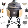 YNNI KAMADO barbecue à charbon, Gris/Marron/Bois/Noir, YNNI 25 »GRIS XL Chip Feeder KAMADO Bundle (Package) Divide & Conquer