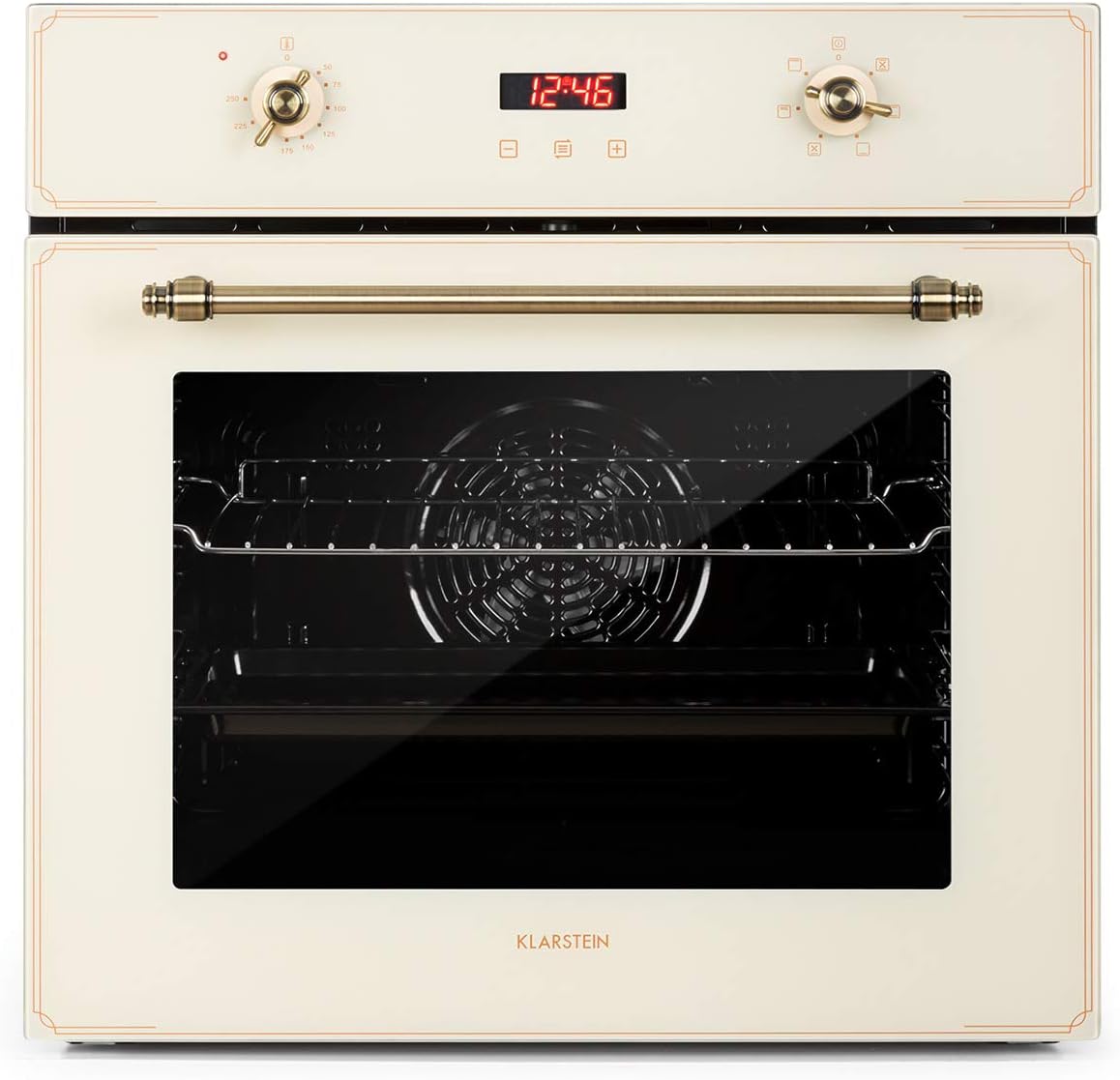 KLARSTEIN Fours encastrables, env. 59,5 x 58,5 x 60 cm (LxHxP), 70 L, 2200 W, Crème, Elizabeth - Four électrique encastrable