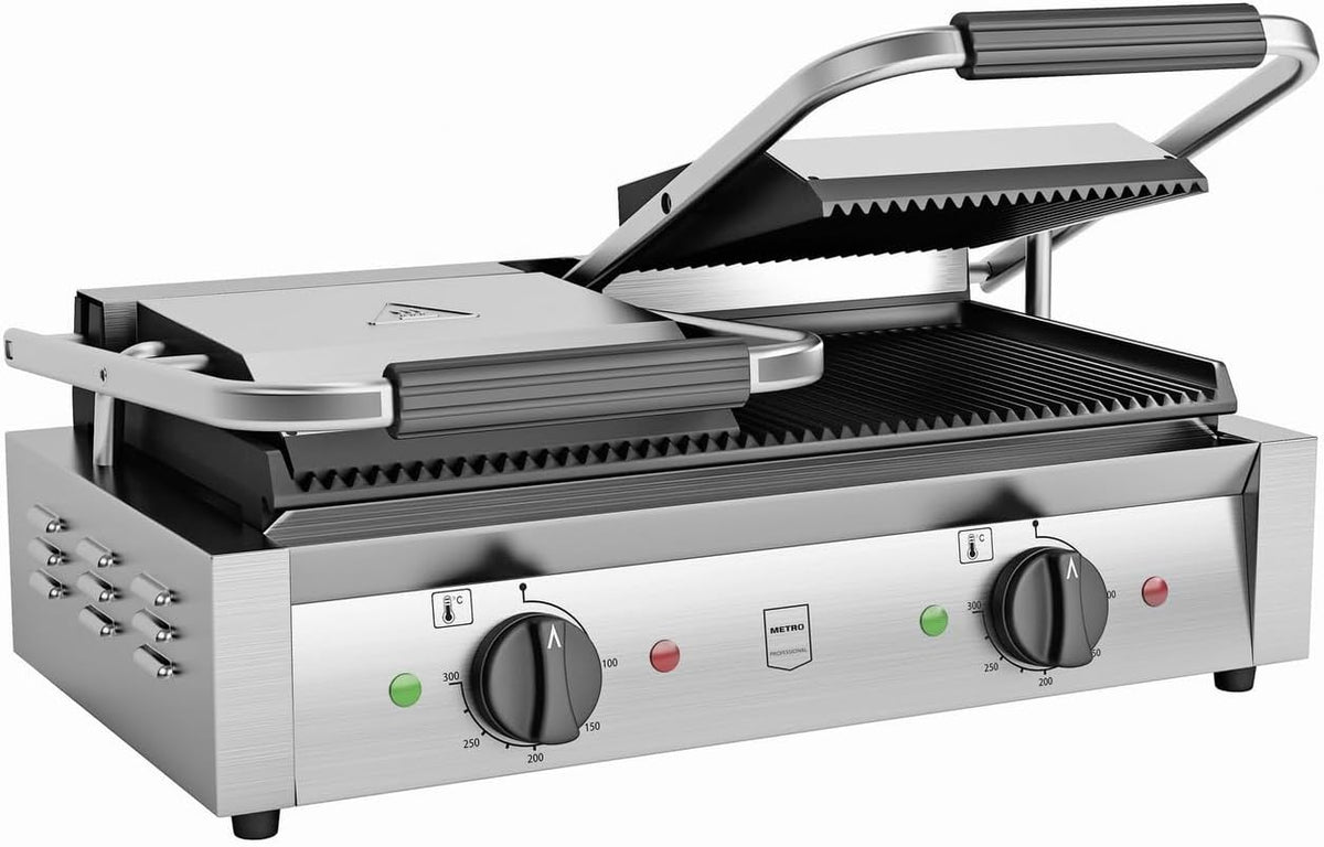 METRO Professional Grills électriques, 57 x 36 x 20 cm, Argent, Grill de Contact Double GPG2201, Acier Inoxydable