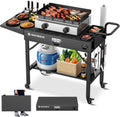 Raynesys four à pizza, 109 x 43 x 76 cm, Acier carbone, Noir, Chariot Barbecue Extérieur Pliable avec roulettes