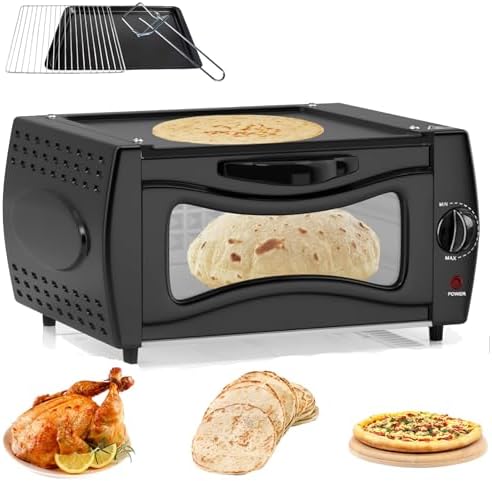 Four Mini fours, 15,8 x 11,8 x 8,6 pouces, 2100 W, 15 L, Noir Finition, électrique, Fabricant de Pizza 2 en 1