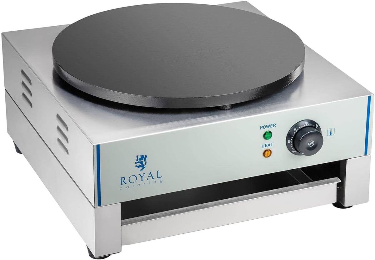 Royal Catering Crêpières, 48x45x23,5 cm, 3.000 W, 40 cm, Noir/Argent, Crêpière Electrique RCEC-3000-E (, diamètre de la plaque chauffante