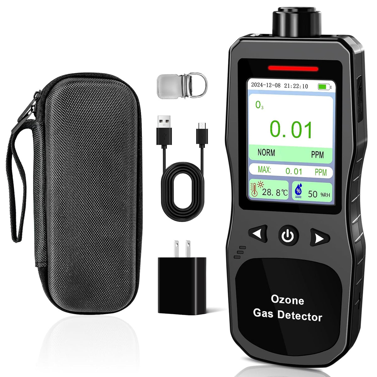 Appareils de mesure de la qualité de l'air intérieur ZYKYCX, Noir, Détecteur D'Ozone Portable, Moniteur De Gaz O3 0-20 PPM avec Résolution 0