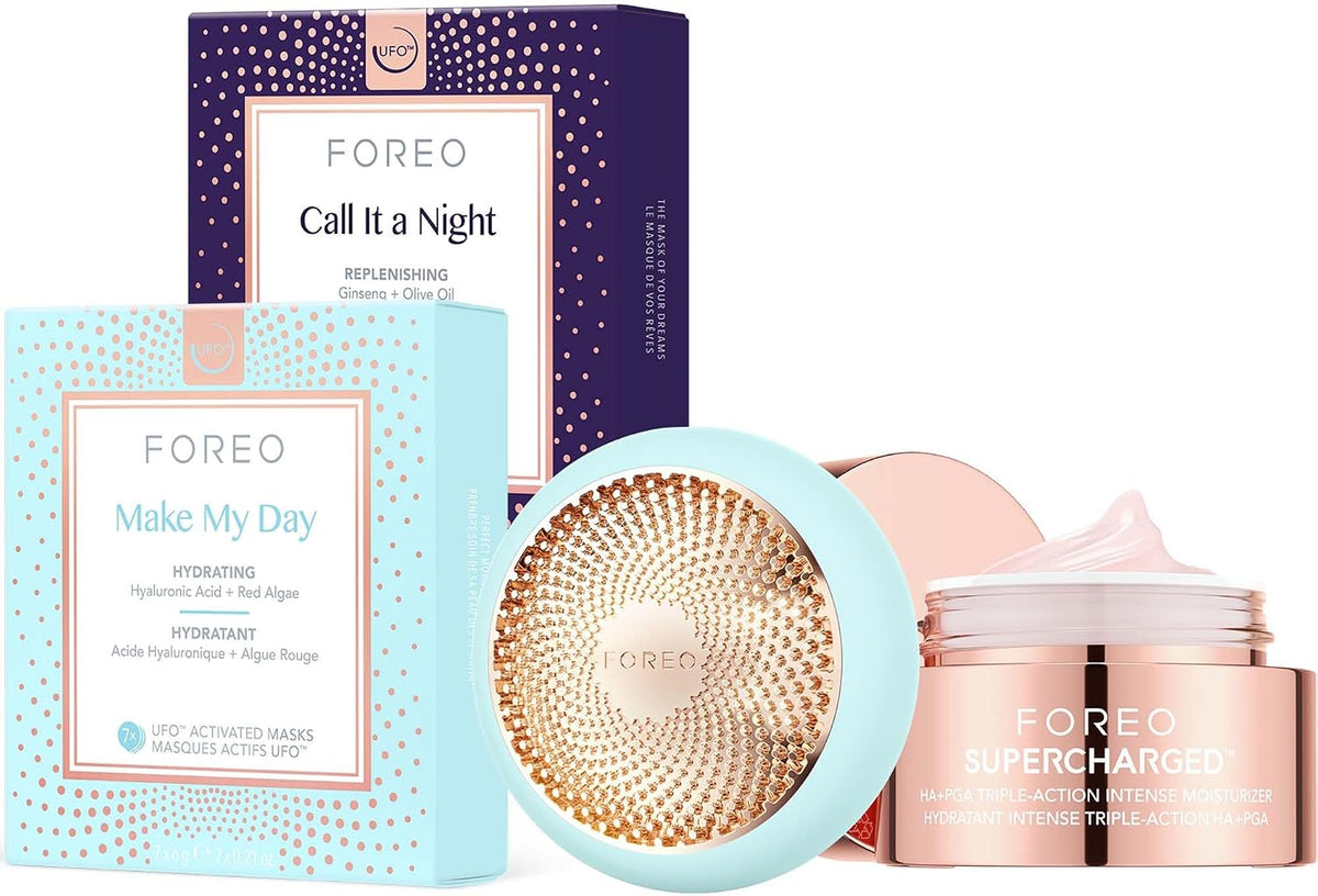 FOREO Masques, Noir, UFO 3 + Daily Duo Masks x7 + SUPERCHARGED Hydratant