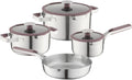Berghoff batterie de cuisine, Argent/Violet, Home INOX 7 pièces, casseroles & poêle avec Couvercle, Tous Feux Dont Induction