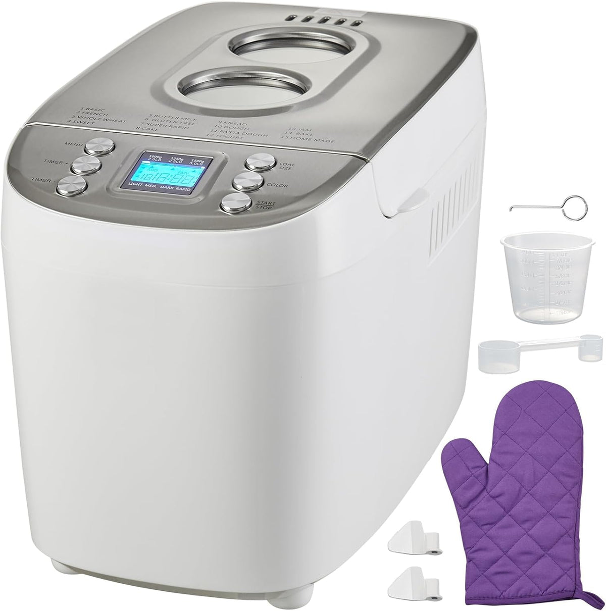 Machine Generic, 410 x 268 x 307 mm., poids à pain réglables (1000 g, 1250 g, 1500 g)., 850 W., 1,4 kg, Noir, à pain numérique programmable