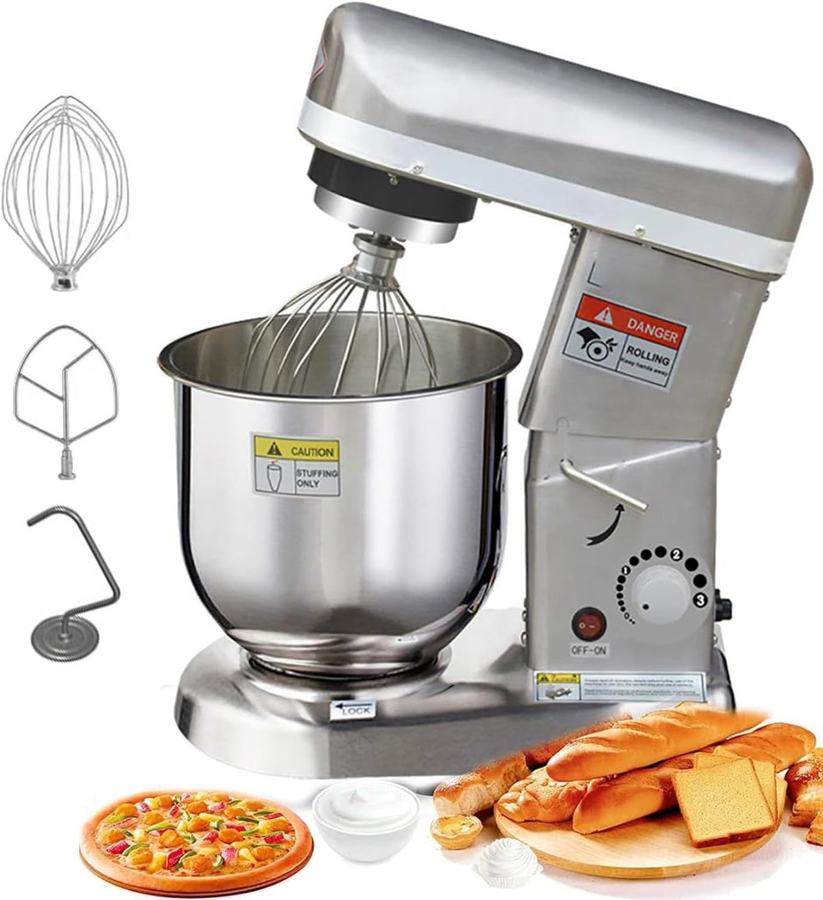 DHMYDPDZ robot de cuisine, B5,B7,B10 (trois en option), 430*240*430 mm, 220 V, 10 L, argent,blanc,noir, Robot Pâtissier Professionnel