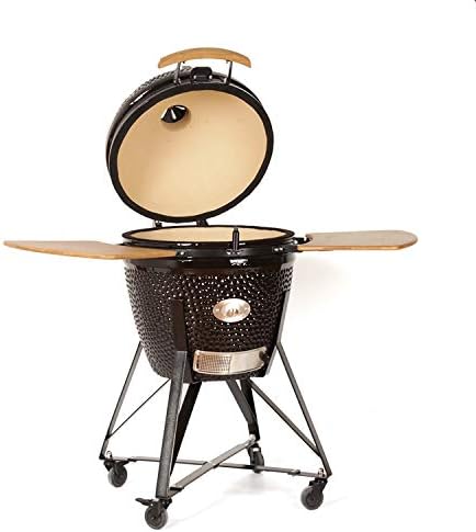 YNNI KAMADO barbecue à charbon, 58 cm, Noir/Beige, TQ0C23BL Barbecue en céramique avec mangeoire à Chips Noir