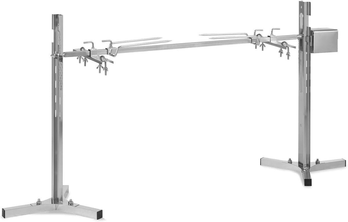 KLARSTEIN rôtissoire, 159 x 72 x 37,5 cm (LxHxP), 12 W, Argent, Tourne Broche Mechoui Electrique, Rotisserie et Gril de Barbecue
