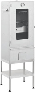 vidaXL fumoir, 44,5 x 29 x 83 cm (l x P x H), acier galvanisé, verre, Argent, à four à barbecue avec table acier galvanisé