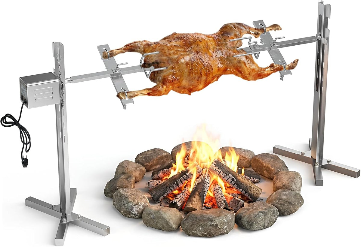 DOBADN rôtissoire, Argenté, Kit de électrique pour de cochon entier, kit de robuste pour agneau avec 5 niveaux de réglage de la hauteur