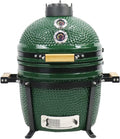 YNNI KAMADO fumoir, 40 cm, Vert/Noir/Bois, TQ0015GR Kamado Gril sur pied, barbecue, céramique, TQ0015GR