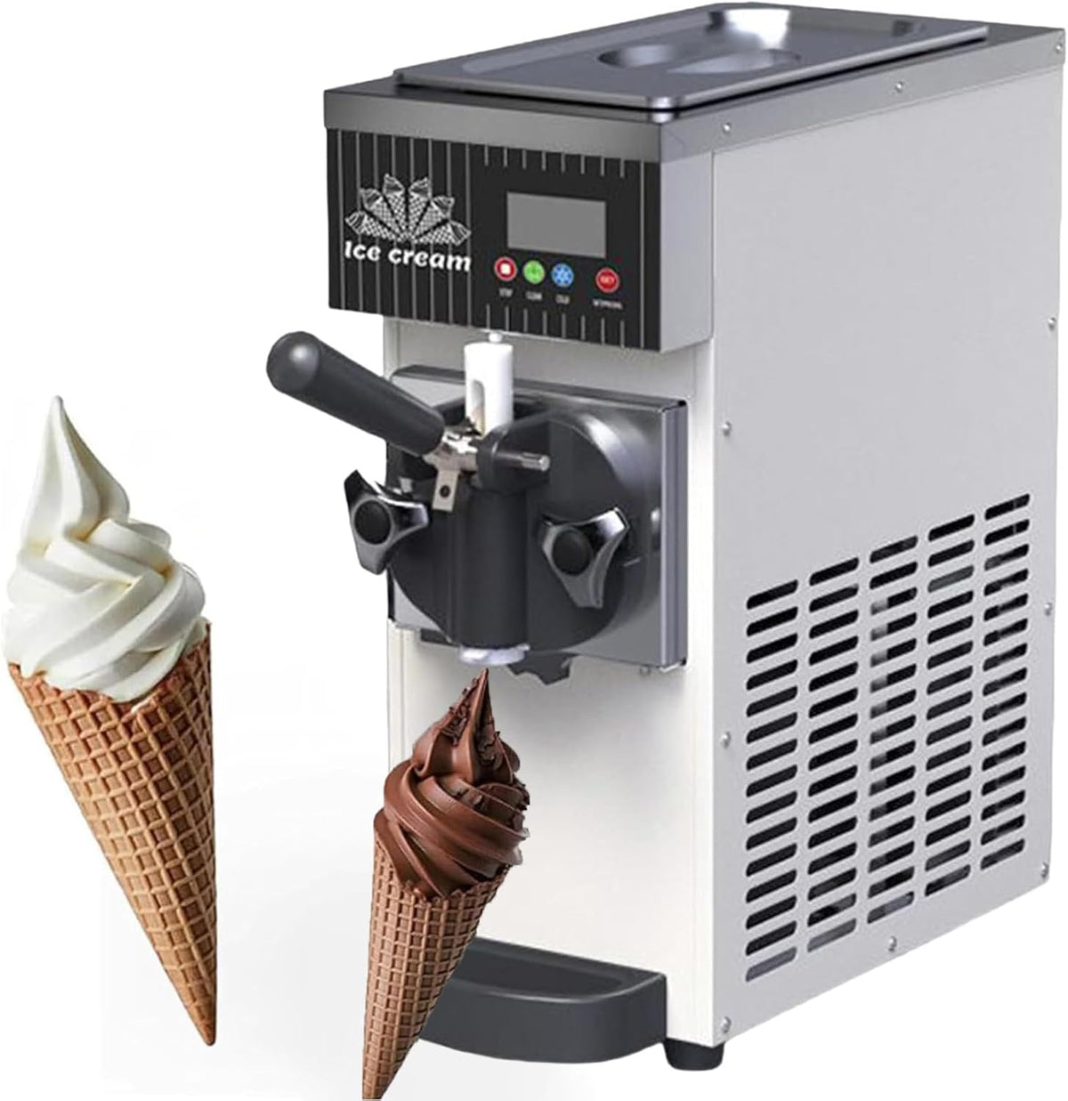 WIANQIAN sorbetière, 20 x 40 x 51 cm, 450 W, 5 L, 2,5 L, 1 L, Acier inoxydable, Noir, Machine à Glace Italienne