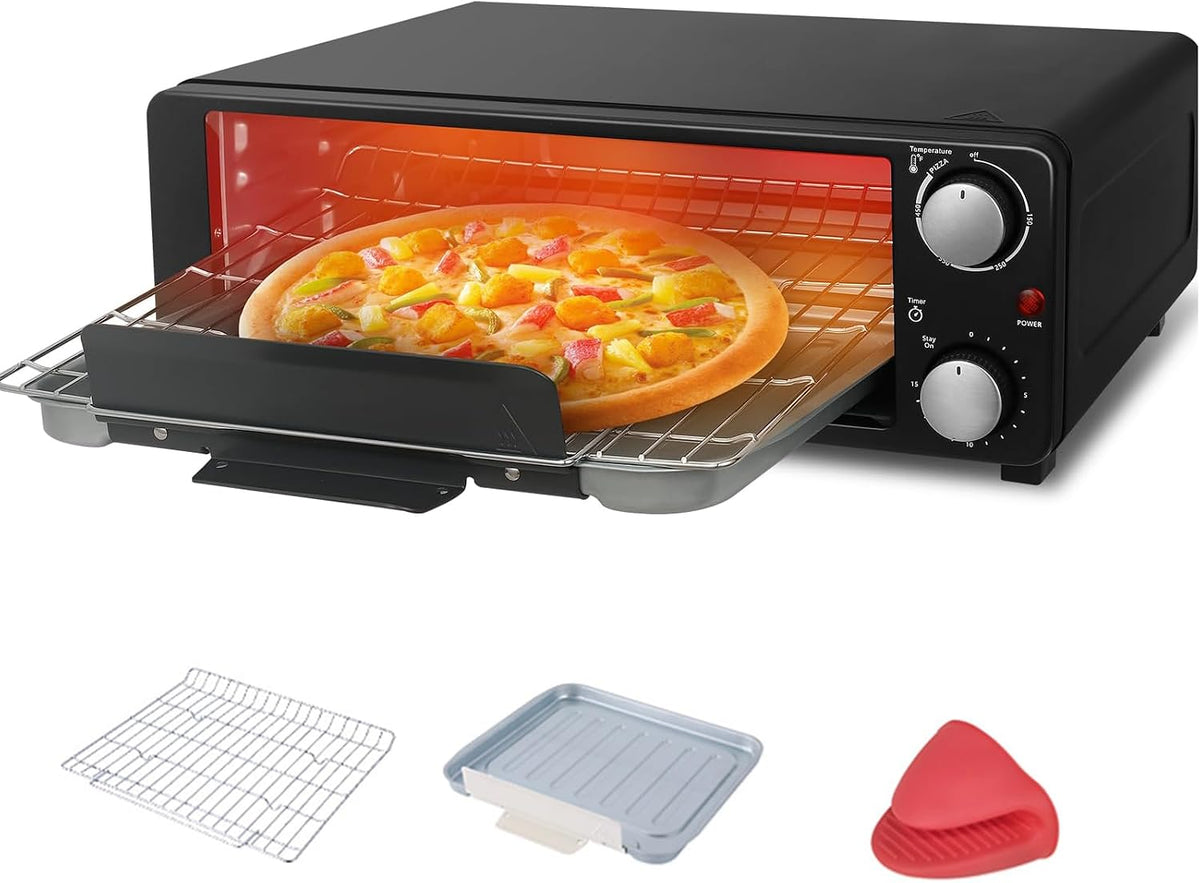 WuDLi four à pizza, 1200 W, 110 V/220 V., 1200 W, ABS, acier inoxydable., Noir/Argent, Machine à Pizza électrique