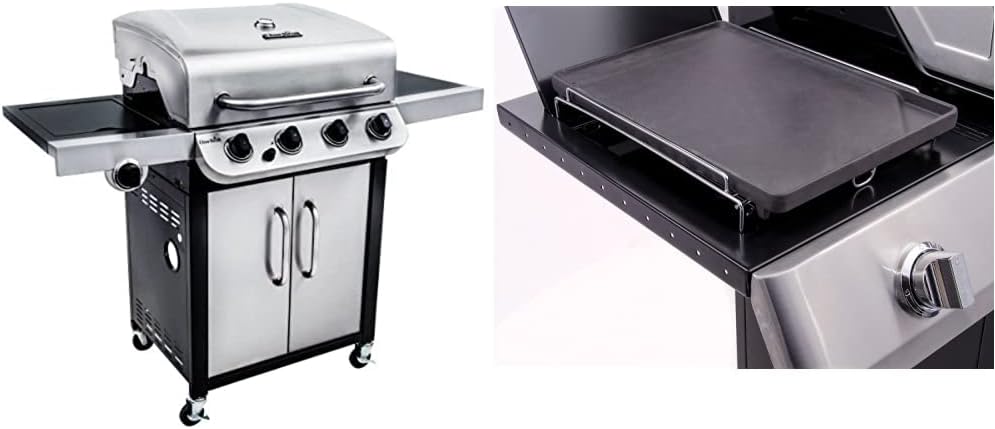 Char-Broil table de cuisson, Argent/Noir, Convective Series 440S - Barbecue à gaz à 4 brûleurs avec brûleur latéral