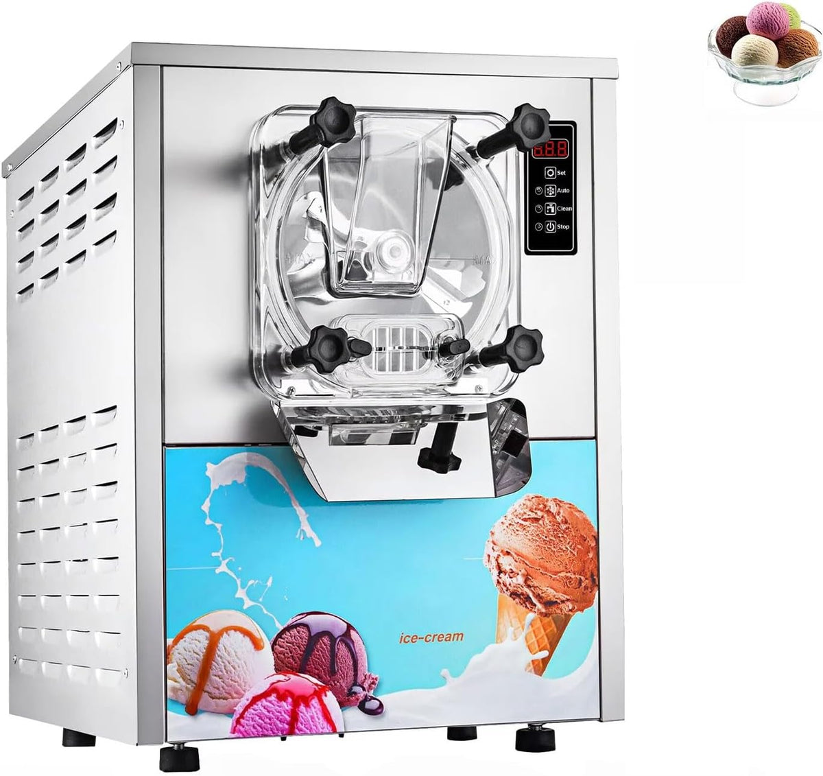 ZHIMAI sorbetière, 20 L, 1400 W, Noir, Machine à Crème Glacée Commerciale 16- /h 3 Saveurs, Ddure Machine à Glace Italienne Trémie